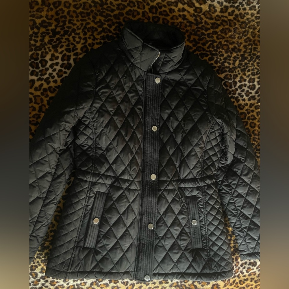 Micheal Kors black button up jacket with silver accents